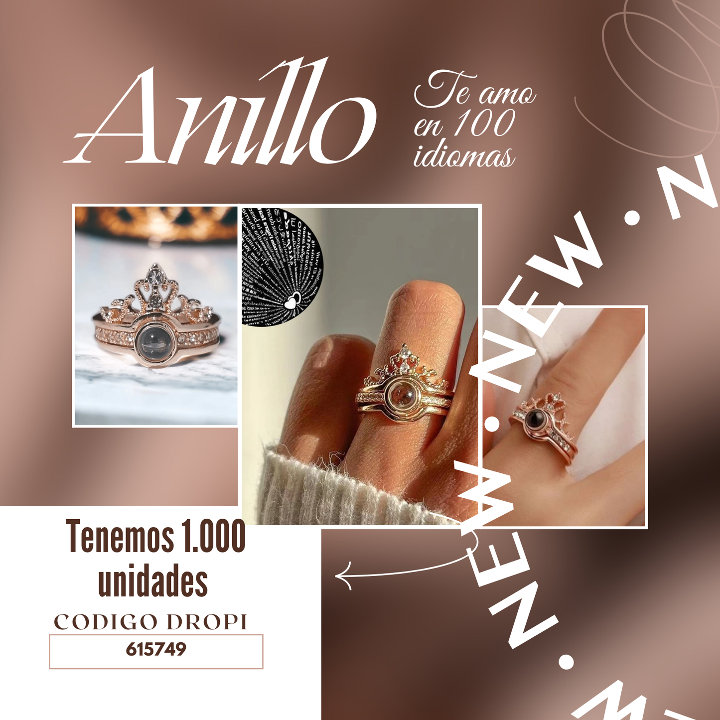 Anillo te amo 100 idiomas sale